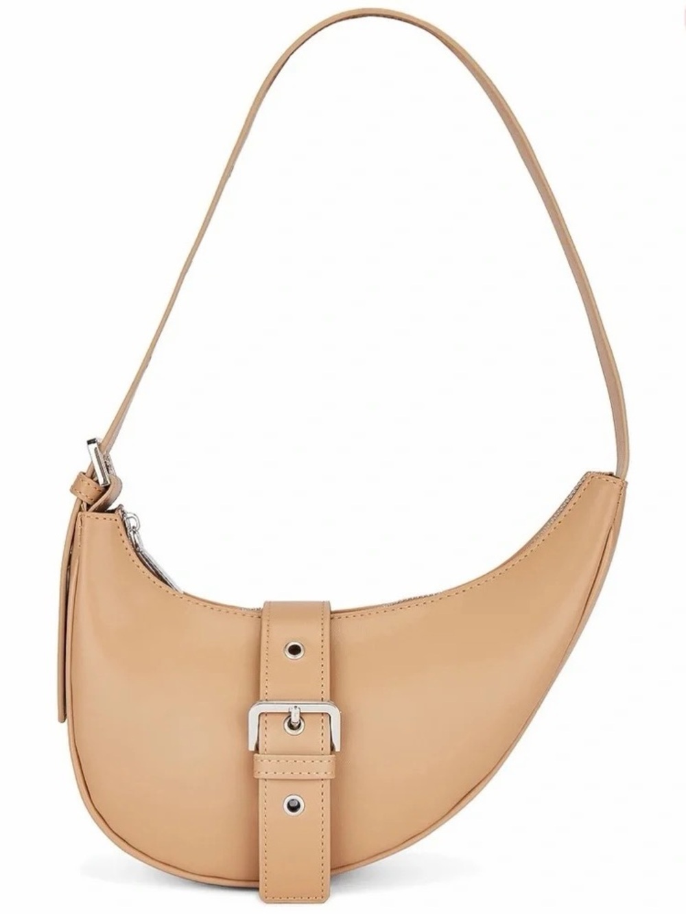 8 other reasons Tan Crescent Saddle Bag with Buckle Strap